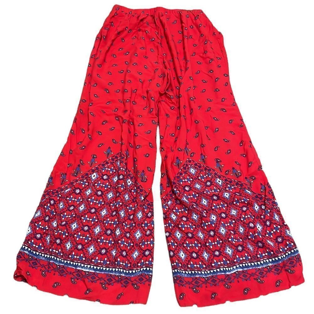 Red Paisley Swim by Cacique Wide Leg Pants